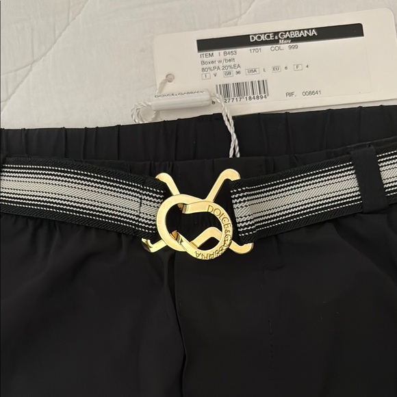 Dolce & Gabbana Black Swim Shorts with Belt - Picture 2 of 8